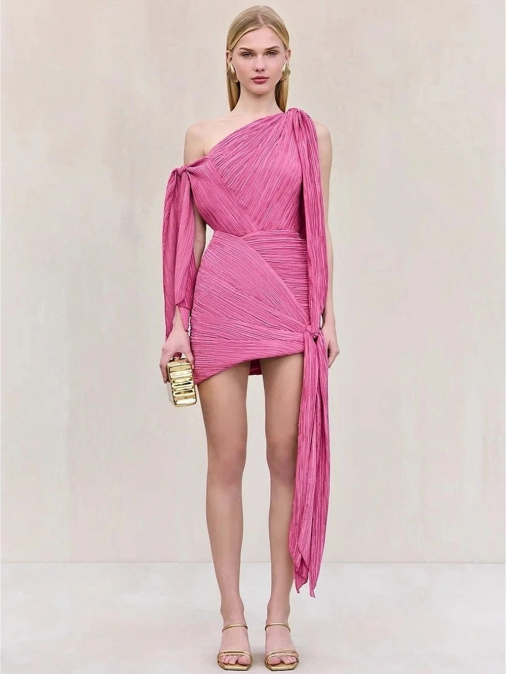 Cult Gaia - NWT- Pleated Mini Dress in Pink Size 8